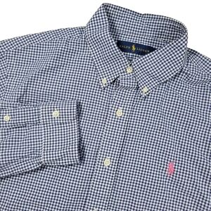 Ralph Lauren Button Down Shirt Mens L Blue Gingham Check Long Sleeve Lightweight